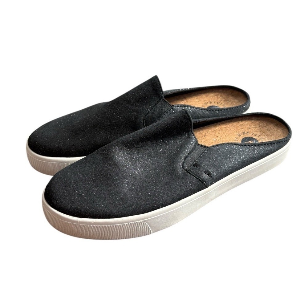 Revitalign Black Sparkle Women's Leather Mules Size 9.5 Comfort